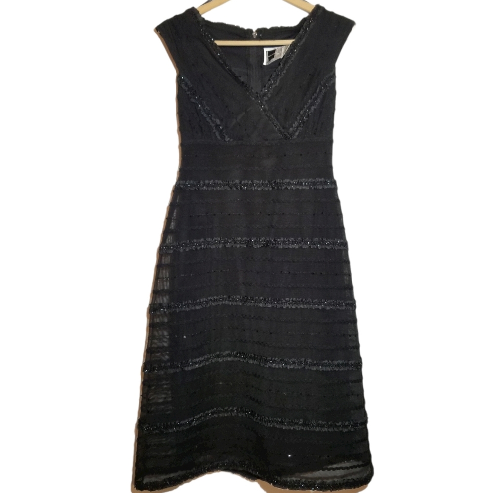 Tadashi Black Sequin Lace Cocktail Dress
